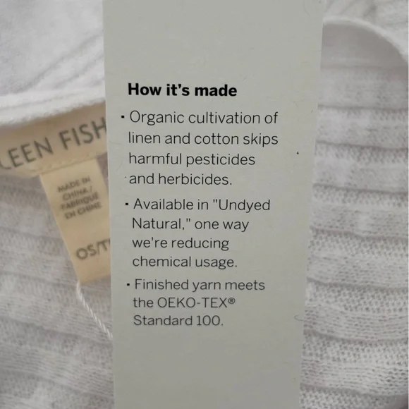 Eileen Fisher White Ribbed Poncho NWT Organic Linen Cotton Slub One Size - Picture 7 of 9